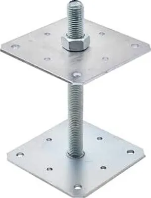 Produktbild von TRIBECCO® Pfostenträger Vertikal Verstellbarer (160 x 160 x 250 / Gewinde M 24), Stützenfuß Höhenverstellbar Verzinkt Bodenfuß Betonfuß Zum Aufschrauben Regulierbar