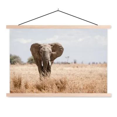 Produktbild von MuchoWow® Textilposter Elefant - Natur - Tiere - Porträt 60x40 cm mit holzfarbenen Rahmen - Bilder