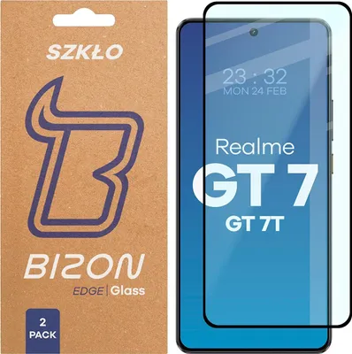Produktbild von 2x Gehärtetes Glas für Realme GT 7 / 7T, Bizon Glass Edge Duo, Schwarzer Rahmen