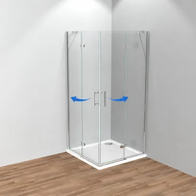 Produktbild von Duschkabine Pendeltür, Schwingtür Scharniertür, Eckeinstieg Höhe 185 cm duschkabine, KI-generiertes Bild