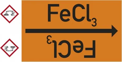 Produktbild von Dreifke® Rohrleitungsband FeCl3, DIN 2403, ab Ø 15mm, orange/schwarz, 33m/Rolle