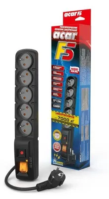 Obrázok produktu pre HSKDATA W2052 Acar F5 prepäťová ochrana, čierna, 2,5 m