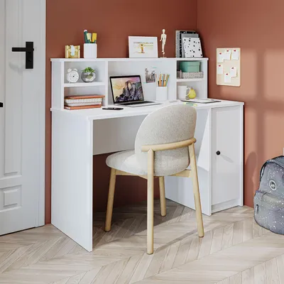 Obrázok produktu pre Skye Decor, kvalitný písací stôl (3 časti) – dub sýtej farby, 120 cm, biela, 100% melamín
