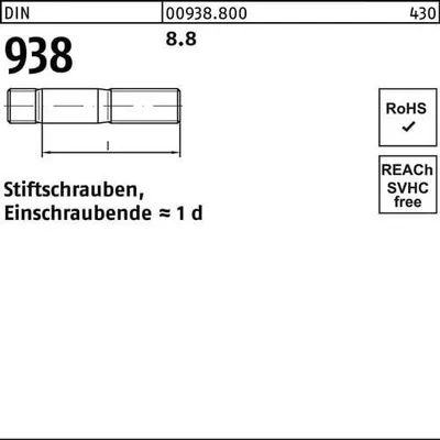 Produktbild von Reyher  Stiftschrauben DIN 938 8.8 M 20 x 55 (10 Stück)