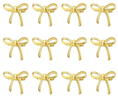 Produktbild von Omgoods – Serviettenhalter "Goldener Faden" – Runde Servietten – Serviettenringe – Tischdekoration – Set mit 12 Stück – Hochwertige Verarbeitung