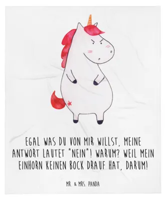 Produktbild von Mr. & Mrs. Panda Kuscheldecke Einhorn Wut - Weiß - Geschenk, Bettdecke, Arbeit, Sofadecke, Nein, Bettüberwurf, Spaß, Einhörner, Unicorn, Kunstfelldecke, Decke