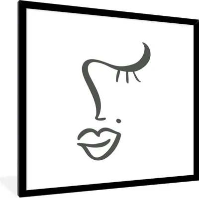 Produktbild von MuchoWow® Gerahmtes Poster Gesicht - Frau - Schwarz - Weiß 40x40 cm - Poster mit Schwarzem Bilderrahmen Wandposter Rahmen Foto Bilder - Mit Rahmen - Wanddekoration Schlafzimmer