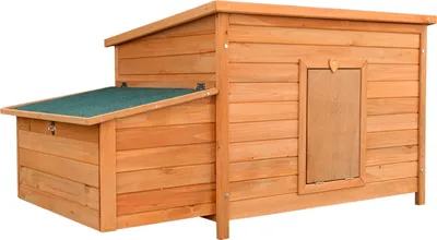 Produktbild von Wiltec Hühnerstall 1360 x 740 x 700 mm rotbraun mit Nistkasten aus Holz, Hühnerhaus mit Unterschlupf, isoliertem Dach und Kotwanne verzinkt