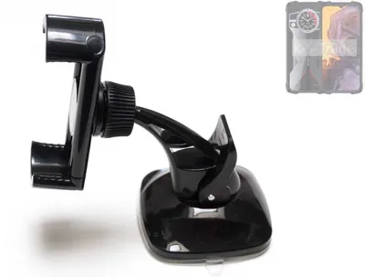 Produktbild von K-S-Trade kompakte Handy-Halterung Windschutzscheibe kompatibel mit Cubot KingKong 9 Armaturenbrett schwarz Autohalterung KFZ Halter