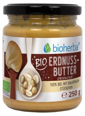 Obrázek produktu pro 100%arašídové máslo crunchy – 250 g – Bioherba