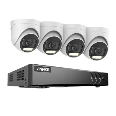 Zdjęcie produktu dla System nadzoru wideo ANNKE, wysoka rozdzielczość 5 MP, zaawansowana detekcja ruchu, z 4 kamerami, 1TEinsT