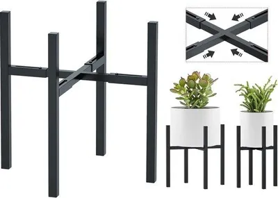 Productafbeelding van Moderne, verstelbare metalen plantenstandaard voor binnen- en buitengebruik, geschikt voor bloempotten van 20-35 cm, hangplantenstandaard