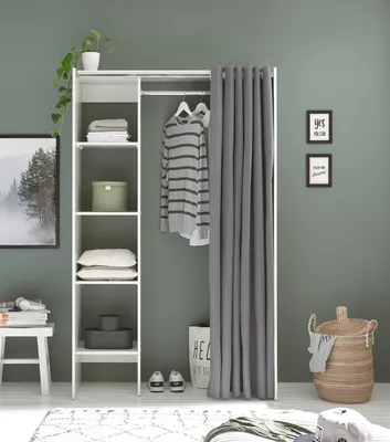 Produktbild von Kleiderschrank verstellbar Vorhangschrank Kleideraufbewahrung Regal "Jill I"