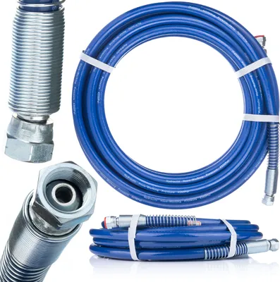 Zdjęcie produktu dla Rosfix Wąż do Natrysku Farby 3/8” 15 m – 227 bar, Złącze Obrotowe, Uretan, Żółty | Do Natryskiwaczy Bezpowietrznych, Wytrzymały, Elastyczny