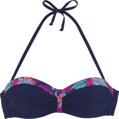 Produktbild von LASCANA Bügel-Bandeau-Bikini-Top Exotic navy-pink bedruckt Größe 42 Cup E