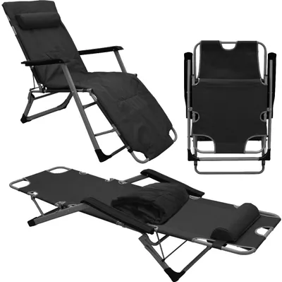 Produktbild von Kempingová židle Lehátko AMA-YU-98 XL Black 178x65x88 cm včetně polštáře