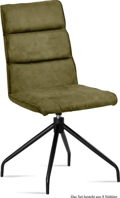Produktbild von Esszimmerstuhl drehbar (8er-Set) Domini 47x92x60 Schwarz/Olivgrün