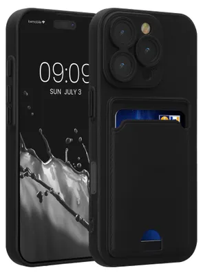 Produktbild von kwmobile Handyhülle kompatibel mit Apple iPhone 16 Pro Hülle - Handy Cover mit Fach für Karten - in Schwarz