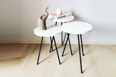 Obrázok produktu pre Konferenčný stolík do obývačky 3x moderný biely MDF kovové nohy