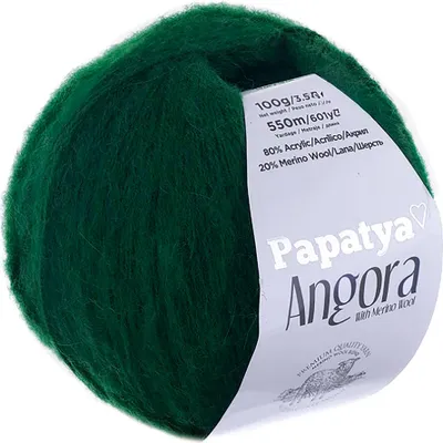 Papatya Angora Style Winterwolle 100g Strickgarn mit 20% Merinowolle Oeko-Tex Häkelgarn dunkelgruen
