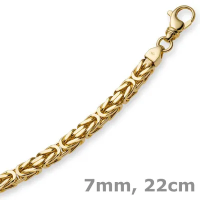 Produktbild von 7mm Armband Armkette Königskette aus 750 Gold Gelbgold 22cm massiv