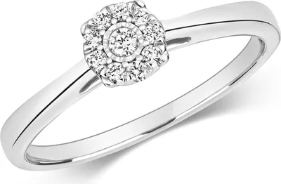 Produktbild von Funkelndes Feuer Klassischer 9 Karat (375) Weißgold Solitär Verlobung Diamantring Brillant-Schliff 0.10 Karat H - I1, 55 (17.5); TRS211639KWRSO