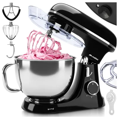 Immagine prodotto di Robot da cucina Impastatrice Frullatore Ciotola da 7 litri Potente 3 fruste Gancio Frusta in acciaio inossidabile Nero MaltecChef4000W-BL