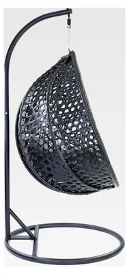 Produktbild von Hängesessel Style XXL Korb Gestell Schwarz mit Relaxkissen Grau