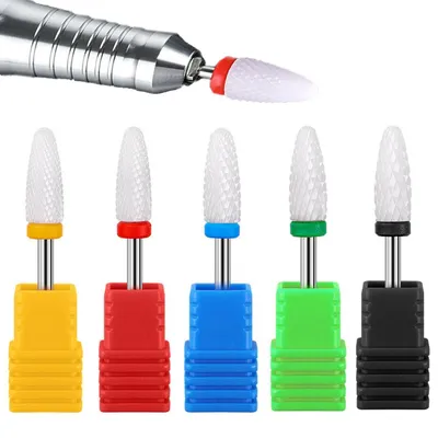 Immagine prodotto di Punte per fresa elettrica in Vetroceramica, set da 5 pezzi, per gel, acrilico, cuticole, manicure e pedicure