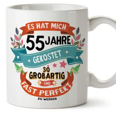 Tasse '55. Geburtstag' – 350 ml, Keramik, mikrowellengeeignet