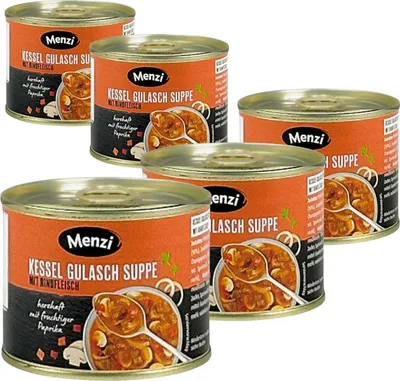 Produktbild von Menzi Kessel Gulasch Suppe, 5x200ml