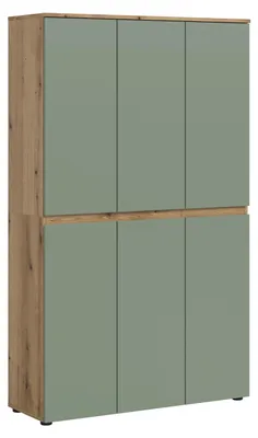 Image de Scarpa armoire de rangement 6 portes chêneReproduction, vert poussiéreux.