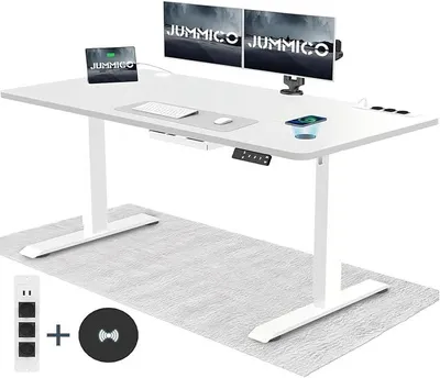 Imagen del producto de Escritorio de altura ajustable de 160x80 cm con estación de carga inalámbrica