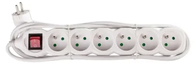 Image de Câble de rallonge avec interrupteur - 6 prises, 3m, blanc 70519