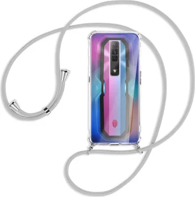 Produktbild von Handykette Backcover-Schutzhülle mit Band (Metall silberfarben) für ZTE nubia Red Magic 7 - silbergrau