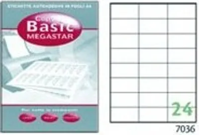 Produktbild von Schachtel 100 Blatt weiße Etiketten mit Rändern-Laser/Tintenstrahl/Fotokopierer-70x36 mm megas
