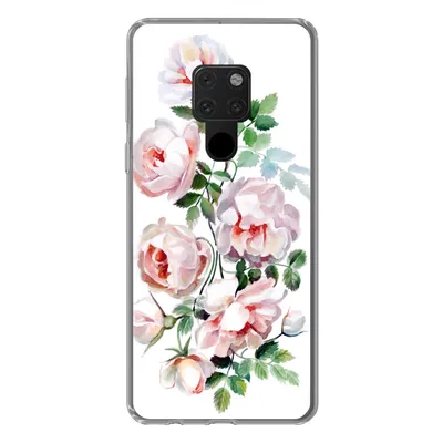 Produktbild von MuchoWow® Handyhülle Schutzhülle Hülle für Huawei P40 Lite Aquarell - Rosen - Blumen Silikon Softcase Handy Hülle - Handy