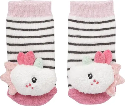 Produktbild von Rasselsocken Einhorn – Activity-Babysöckchen mit Tier-Köpfchen - Lernspielzeug für Babys von 0-12 Monaten