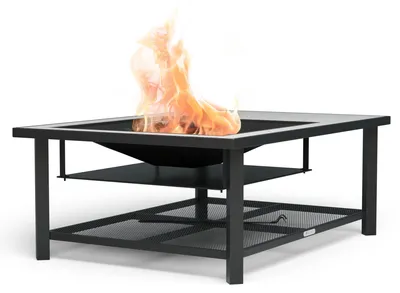 Obrázok produktu pre Blumfeldt Merano Avanzato 3-v-1 ohnisko s grilovacím roštom, stôl nad oheň, 122x87 cm, terrazzo stolová doska, vrátane ochrany proti iskrám a pohrabáča, šedá