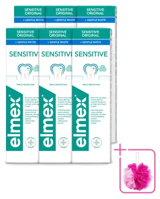 Immagine prodotto di 6 tubetti di dentifricio Elmex Gentle White - Tripla protezione - 75 ml - Confezione  - 6 pezzi
