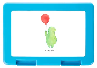Produktbild von Mr. & Mrs. Panda Bentobox Schildkröte Luftballon - Weiß - Geschenk, Lunchbox, Brotbehälter, Motivation, Jahrmarkt, Essensdose, Bento Box, Snackbox, Motivationsspruch