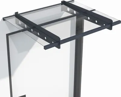 Produktbild von Juskys Vordach Haustür Überdachung 100x80cm aus Acrylglas & Stahl – Türvordach in Anthrazit – Dach für Tür, Eingang & Hauseingang aus Glas Dunkelgrau