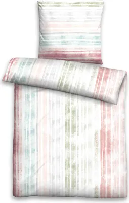 Produktbild von Castell Baumwoll Linon Bettwäsche Streifen Größe 135x200/80x80 cm multi