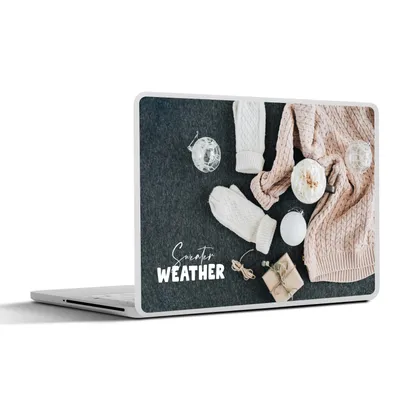 Produktbild von MuchoWow® Laptop Aufkleber Sticker Cover Winter - Christbaumkugeln - Zitat 36.5x27.5 cm - Laptop-Sticker