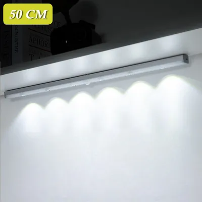 Produktbild von LED Bewegungssensor Unter Schranklicht Wiederaufladbar für Küche Schlafzimmer Schrank Kleiderschrank Treppe Korridor (Weiß 50CM)