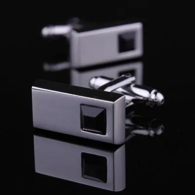 Image de Boutons de manchette rectangle cristal noir