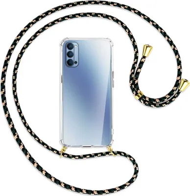 Produktbild von Handykette Backcover-Schutzhülle mit Band (Metall goldfarben) für Oppo Reno4 5G - camouflage