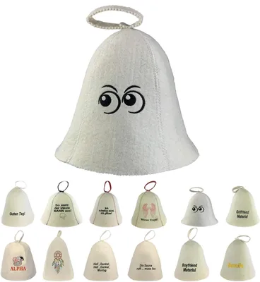 Produktbild von Saunahut aus Wollfilz (17-023) Saunamütze mit witzigen Motiven, Filz Kopfschutz Saunakappe Filzkappe Mütze Filzhut Kappe Sauna Hut