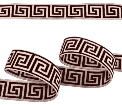 Produktbild von Gummiband mit griechischen Muster ab 1m x 25mm beidseitig Gummilitze Elastisch