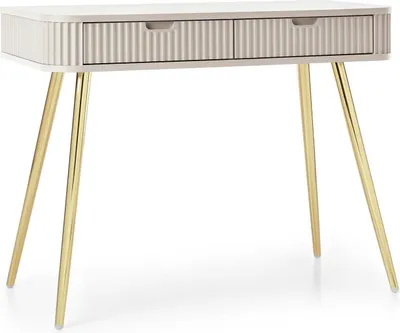Productafbeelding van FURNLUX Console Tafel Zova Beige en Goud, 103 cm / Hoofdkleur: Beige / Afmetingen: 103 x 80 x 49 cm